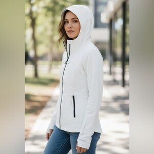 Lululemon Cross Chill Performance Hooded Bone Jacket with Black Trim
